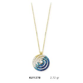 Harem Altın KLY1278 14 Ayar Altın Mavi Spiral Kolye