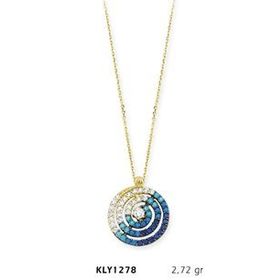 Harem Altın KLY1278 14 Ayar Altın Mavi Spiral Kolye