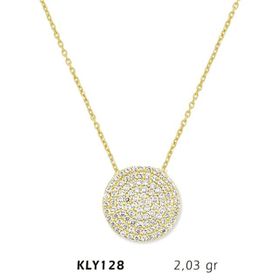 Harem Altın KLY128 14 Ayar Altın Taşlı Daire Kolye