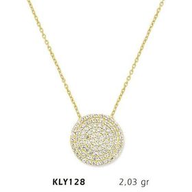 Harem Altın KLY128 14 Ayar Altın Taşlı Daire Kolye