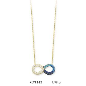 Harem Altın KLY1282 14 Ayar Altın Mavi Sonsuzluk Kolye