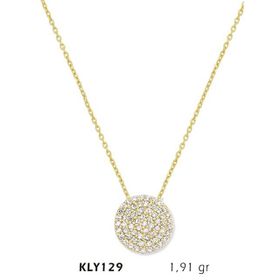 Harem Altın KLY129 14 Ayar Altın Taşlı Daire Kolye