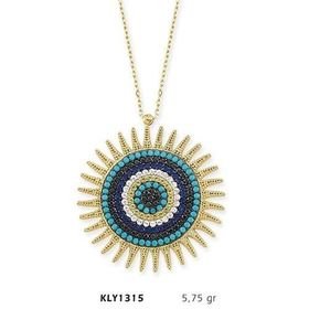 Harem Altın KLY1315 14 Ayar Altın Nazar Boncuğu Güneş Kolye
