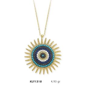 Harem Altın KLY1318 14 Ayar Altın Nazar Boncuğu Güneş Kolye