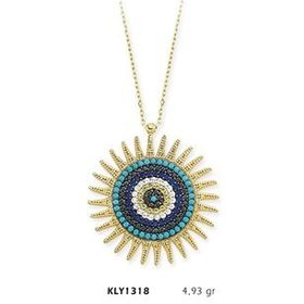 Harem Altın KLY1318 14 Ayar Altın Nazar Boncuğu Güneş Kolye