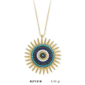 Harem Altın KLY1318 14 Ayar Altın Nazar Boncuğu Güneş Kolye