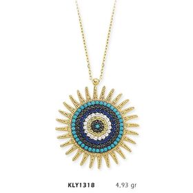 Harem Altın KLY1318 14 Ayar Altın Nazar Boncuğu Güneş Kolye