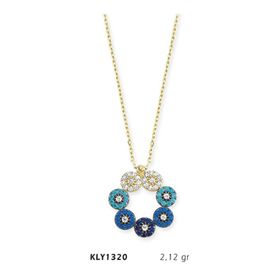 Harem Altın KLY1320 14 Ayar Altın Yedi Mavi Daire Kolye