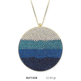 Harem Altın KLY1328 14 Ayar Altın Mavi Daire Kolye