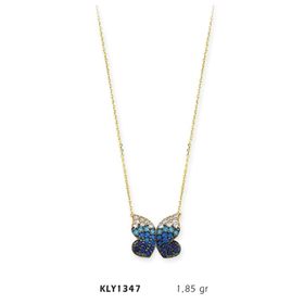 Harem Altın KLY1347 14 Ayar Altın Mavi Kelebek Kolye