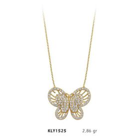 Harem Altın KLY1525 14 Ayar Altın Taşlı Kelebek Kolye