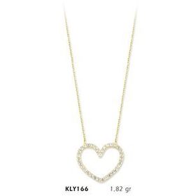 Harem Altın KLY166 14 Ayar Altın Taşlı Kalp Kolye