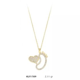 Harem Altın KLY1709 14 Ayar Kalpli Bebek Ayağı Kolye
