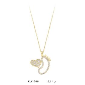 Harem Altın KLY1709 14 Ayar Kalpli Bebek Ayağı Kolye