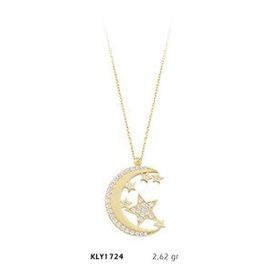 Harem Altın KLY1724 14 Ayar Ay Yıldız Kolye