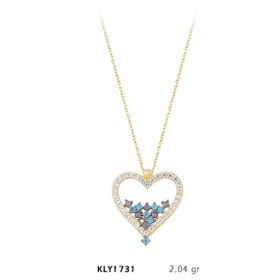 Harem Altın KLY1731 14 Ayar Renkli Taşlı Altın Kalp Kolye
