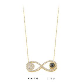 Harem Altın KLY1735 14 Ayar Siyah Beyaz Taşlı Sonsuzluk Kolye