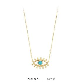 Harem Altın KLY1739 14 Ayar Mavi Boncuklu Göz Kolye
