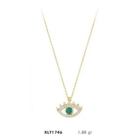 Harem Altın KLY1746 14 Ayar Yeşil Taşlı Göz Kolye