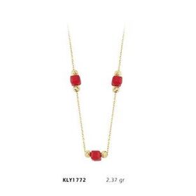 Harem Altın KLY1772 14 Ayar Altın Kırmızı Taşlı Kolye