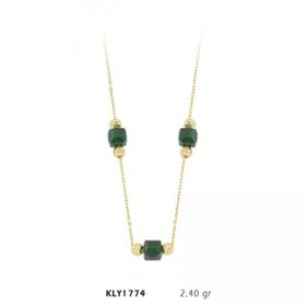 Harem Altın KLY1774 14 Ayar Altın Yeşil Taşlı Kolye