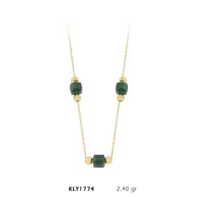 Harem Altın KLY1774 14 Ayar Altın Yeşil Taşlı Kolye