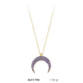 Harem Altın KLY1790 14 Ayar Altın Taş İşlemeli Hilal Kolye