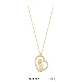 Harem Altın KLY1799 14 Ayar Altın Anne ve Bebeği Kalp Kolye