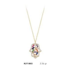Harem Altın KLY1803 14 Ayar Altın Renkli Taşlı Fatma Eli Kolye