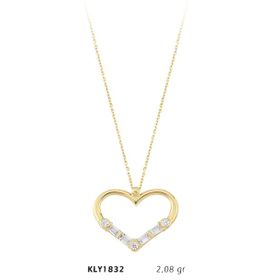 Harem Altın KLY1832 14 Ayar Altın Taşlı Kalp Kolye