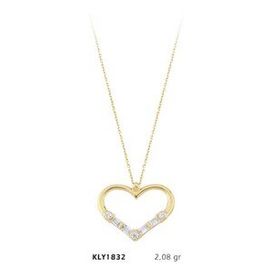 Harem Altın KLY1832 14 Ayar Altın Taşlı Kalp Kolye