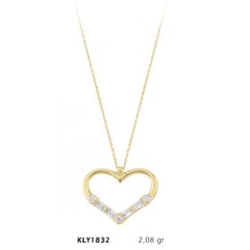 Harem Altın KLY1832 14 Ayar Altın Taşlı Kalp Kolye