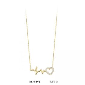 Harem Altın KLY1846 14 Ayar Altın Kalp ve Ritmi Kolye