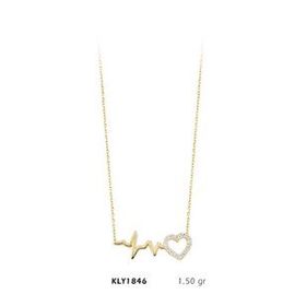 Harem Altın KLY1846 14 Ayar Altın Kalp ve Ritmi Kolye