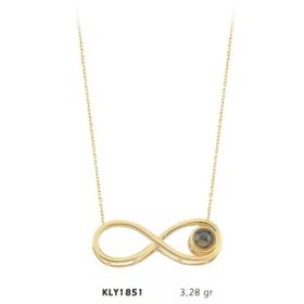 Harem Altın KLY1851 14 Ayar Altın 100 Dilde Seni Seviyorum Taşlı Sonsuzluk Kolye