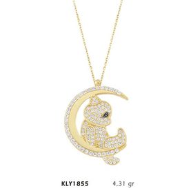 Harem Altın KLY1855 14 Ayar Altın Aya Oturan İnsan Motifli Kolye