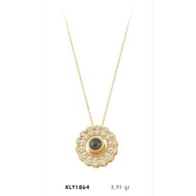 Harem Altın KLY1864 14 Ayar Altın 100 Dilde Seni Seviyorum Taşlı Halka Kolye