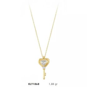 Harem Altın KLY1868 14 Ayar Altın Kalpli Tektaş Anahtar Kolye