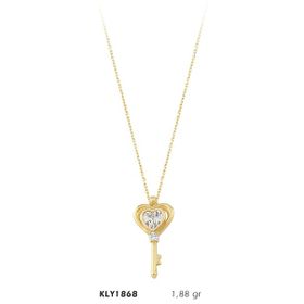 Harem Altın KLY1868 14 Ayar Altın Kalpli Tektaş Anahtar Kolye