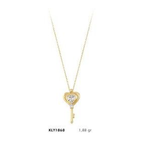 Harem Altın KLY1868 14 Ayar Altın Kalpli Tektaş Anahtar Kolye
