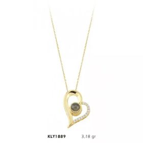 Harem Altın KLY1889 14 Ayar Altın Seni Seviyorum Taşlı Kalp Kolye