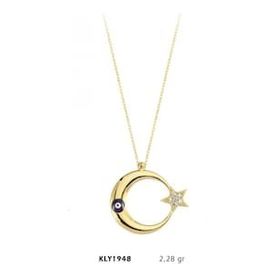Harem Altın KLY1948 14 Ayar Altın Mineli Ay Yıldız Kolye