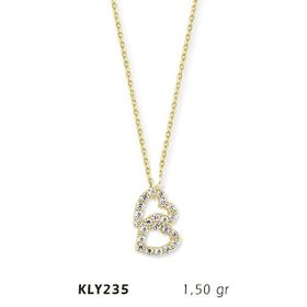 Harem Altın KLY235 14 Ayar Altın Çift Kalp Kolye