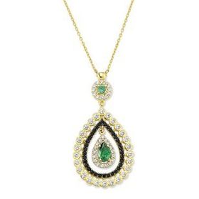 Harem Altın KLY324 14 Ayar Altın Yeşil Damla Taş Kolye