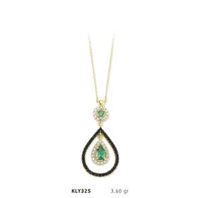 Harem Altın KLY325 14 Ayar Altın Yeşil Taşlı Kolye