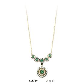 Harem Altın KLY330 14 Ayar Altın Yeşil Taşlı Kolye