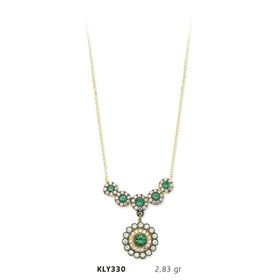 Harem Altın KLY330 14 Ayar Altın Yeşil Taşlı Kolye