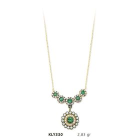 Harem Altın KLY330 14 Ayar Altın Yeşil Taşlı Kolye