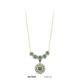 Harem Altın KLY330 14 Ayar Altın Yeşil Taşlı Kolye