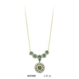 Harem Altın KLY330 14 Ayar Altın Yeşil Taşlı Kolye